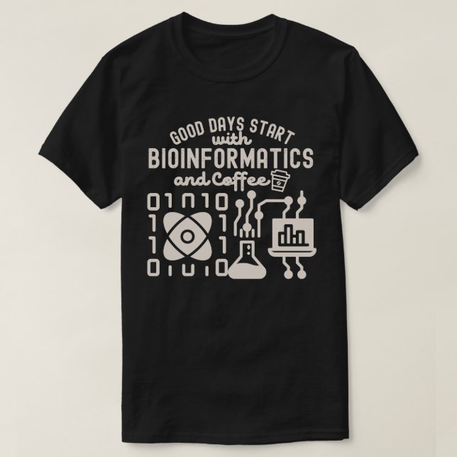 T-shirt Bon jours Commencez par la bioinformatique et le c (Design devant)