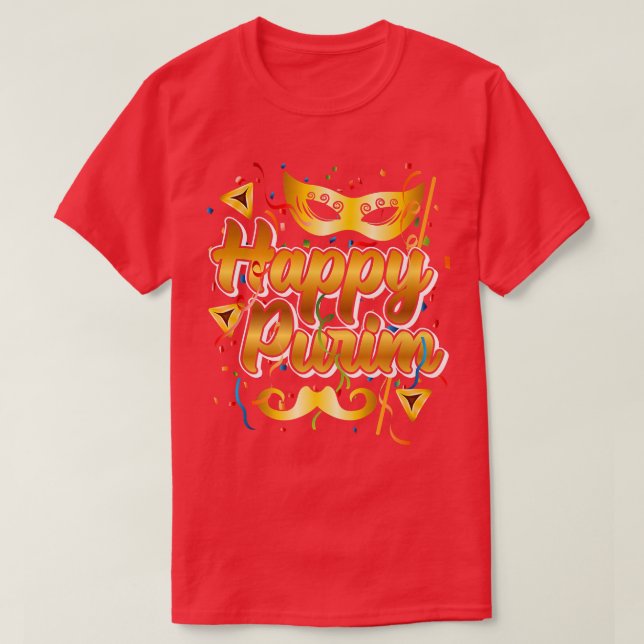 T-shirt Bon Purim Festival Masque Mustache  (Design devant)