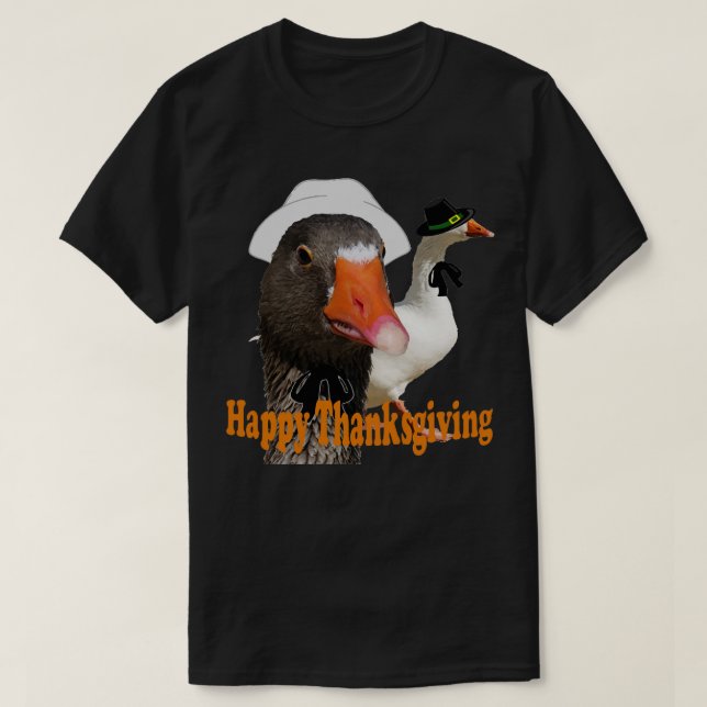T-shirt Bon thanksgiving Amusant Pèlerin Canard Couple En  (Design devant)