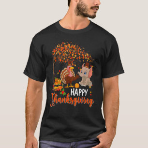 T-shirt Bon thanksgiving Automne Arbre Turquie Et Éléphant