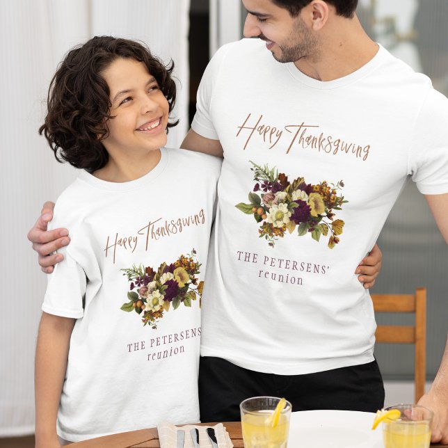 T-shirt Bon thanksgiving automne nom de famille fleurie (The adult t-shirt can be purchased separately - please see the collection)
