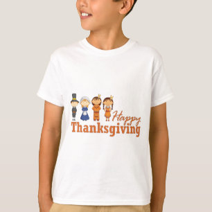 T-shirt Bon thanksgiving avec Pilgrim Amérindien