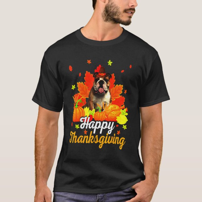T-shirt Bon thanksgiving Bulldog anglais (Devant)