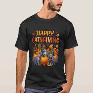 T-shirt Bon thanksgiving Chat Trois Cute Russe Bleu Chat