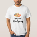 T-shirt bon thanksgiving citrouille aquarelle<br><div class="desc">Bon thanksgiving vacances avec aquarelle automne fleurie design citrouille.</div>