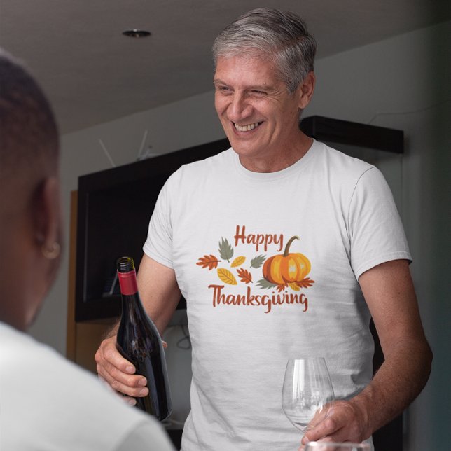 T-shirt Bon thanksgiving Citrouille Feuilles d'automne pla (happy thanksgiving t shirt)