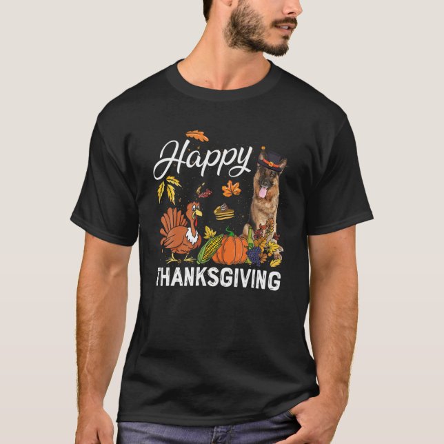 T-shirt Bon thanksgiving Cute berger allemand Turkey Pum (Devant)