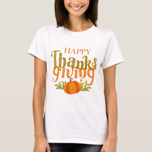 T-shirt Bon thanksgiving de automne Brown foncé Citrouille