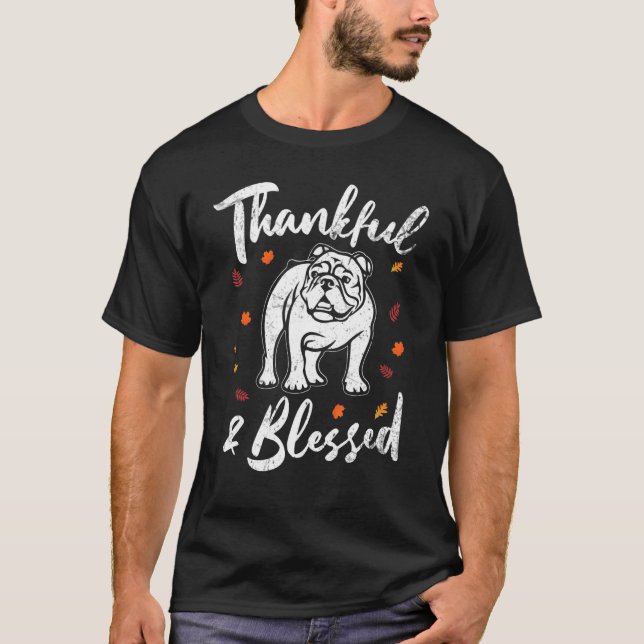 T-shirt Bon thanksgiving de Bulldog Jour Merci et béni (Devant)