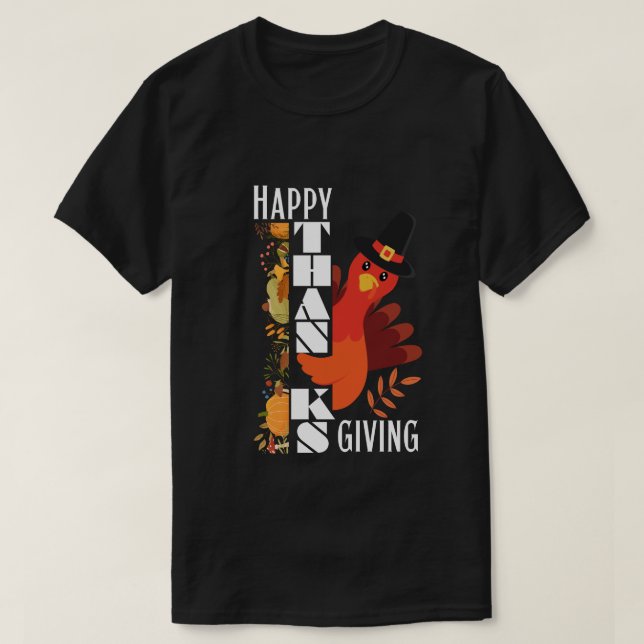 T-shirt Bon thanksgiving de dinde pèlerin (Design devant)
