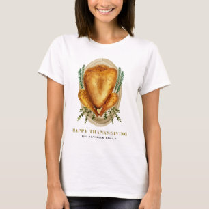 T-shirt Bon thanksgiving de dinde rôtie aquarelle