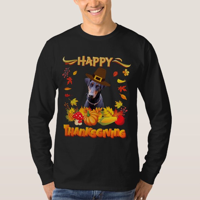 T-shirt Bon thanksgiving Doberman Pinscher (Devant)