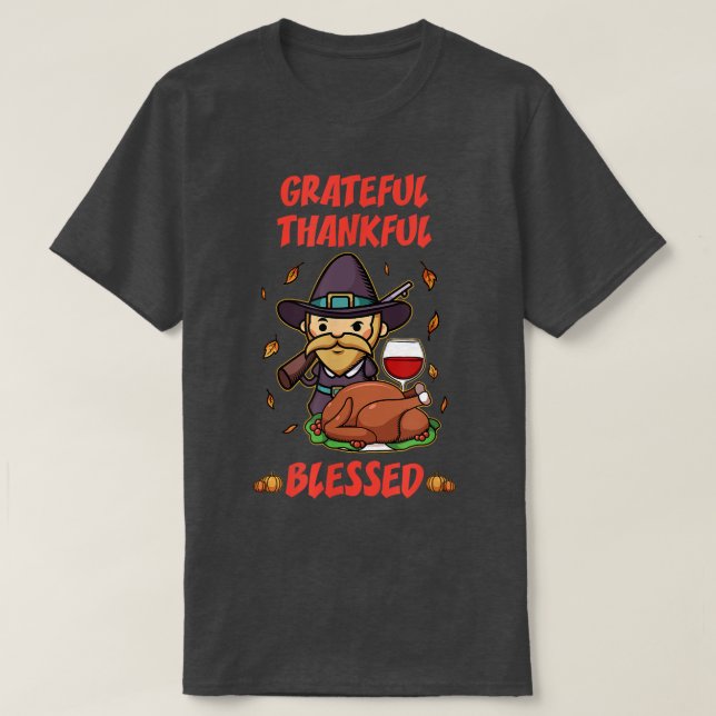 T-shirt Bon thanksgiving Famille Vacances Grateful Thankfu (Design devant)