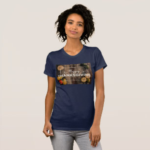 T-shirt Bon thanksgiving Gourds sur bois rustique