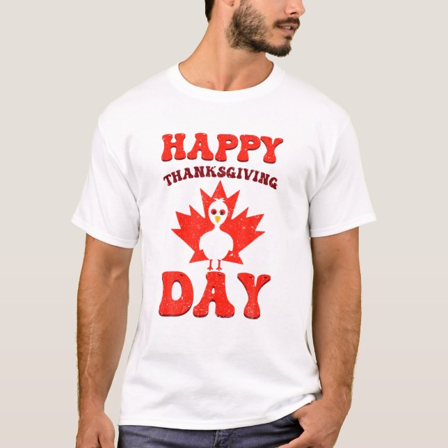T-shirt Bon thanksgiving Jour Cute Turquie sur le Canadien (Devant)