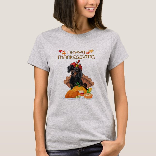 T-shirt bon thanksgiving Jour Dachshund Cadeau Chien Digne (Devant)