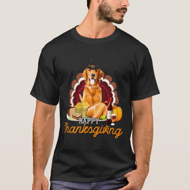 T-shirt Bon thanksgiving Pilgrim Golden Retriever Lover (Devant)