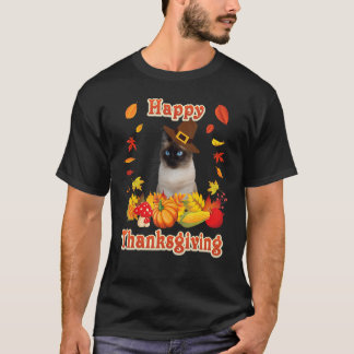 T-shirt Bon thanksgiving Siamese Chat Je suis heureux pour