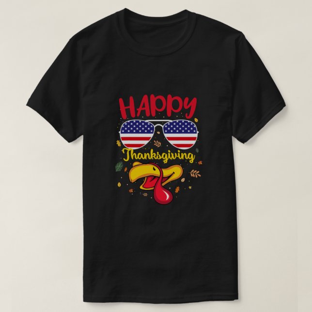 T-shirt Bon thanksgiving Turquie face US Drapeau Drôle Drô (Design devant)