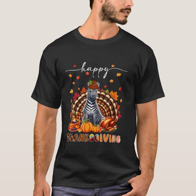 T-shirt Bon thanksgiving Zèbre Costume Turquie Chute de co (Devant)