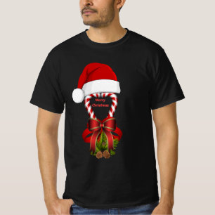 T-shirt Bonbon de Noël en menthe rouge