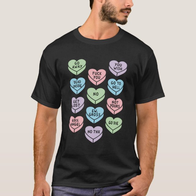 T-shirt Bonbon en forme de coeur Humour foncé Anti Jour (Devant)