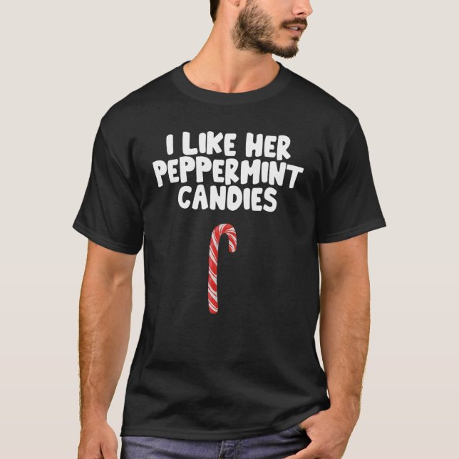 T-shirt Bonbons au poivre de Noël pour hommes Xmas Couple  (Devant)
