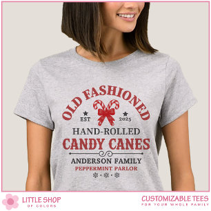 T-shirt Bonbons de Noël Canne à Pêche Personnalisable Fami