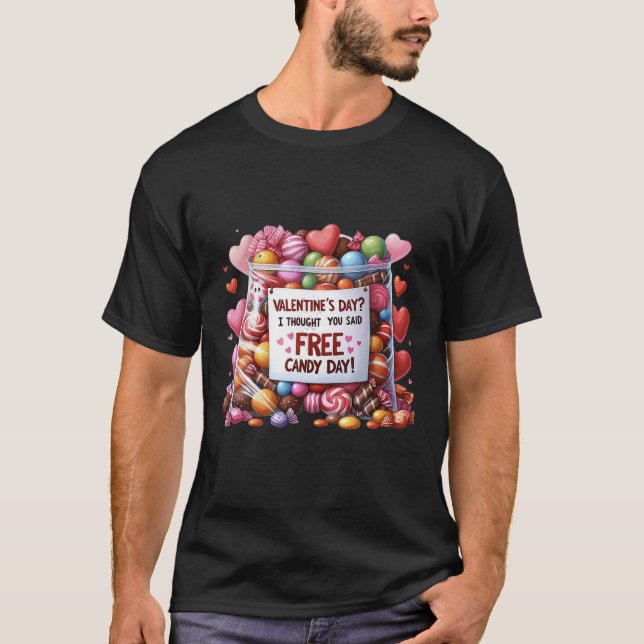 T-shirt Bonbons gratuits Funny Valentine's Day Aquarelle S (Devant)