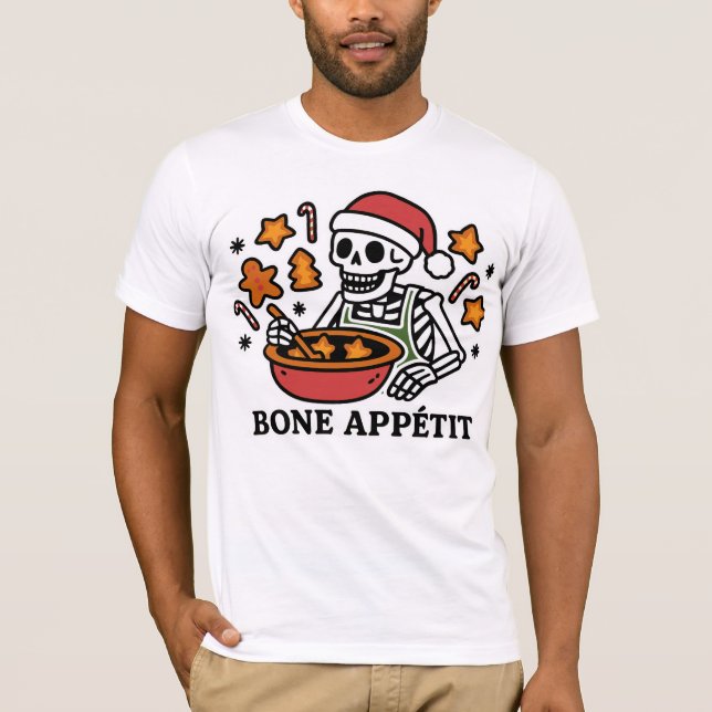 T-shirt Bone Appétit : Drôle Skeleton Christmas Baking (Devant)