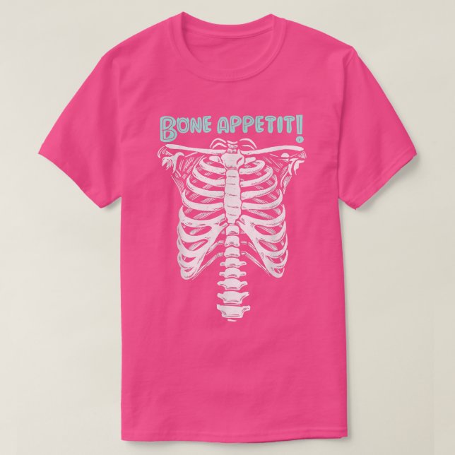 T-shirt Bone Appetit, Halloween Skeleton 668 (Design devant)