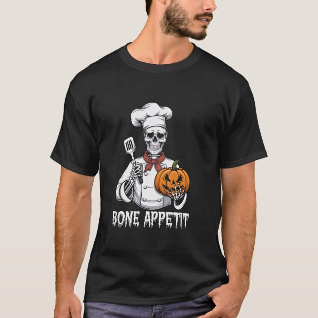 T-shirt Bone Appetit Skeleton Halloween Cook Skeleton Coût (Devant)