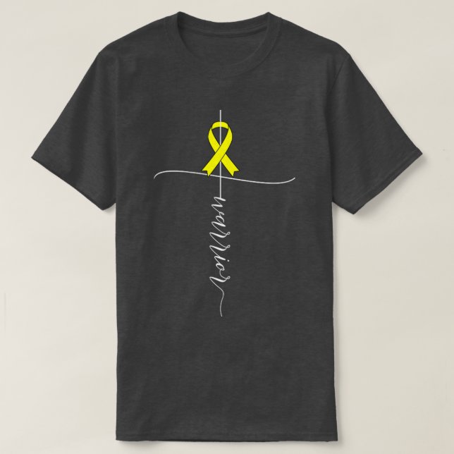 T-shirt Bone Cancer Awareness Warrior Yellow Ribbon Gift3 (Design devant)