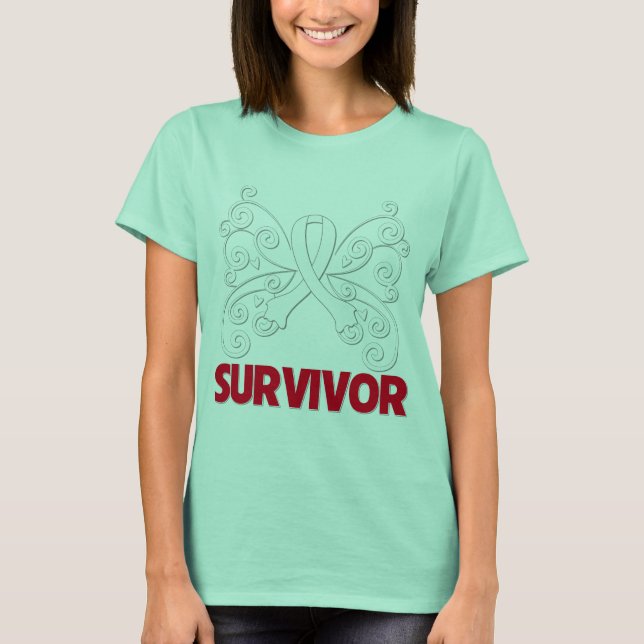 T-shirt Bone Cancer Survivant Papillon (Devant)