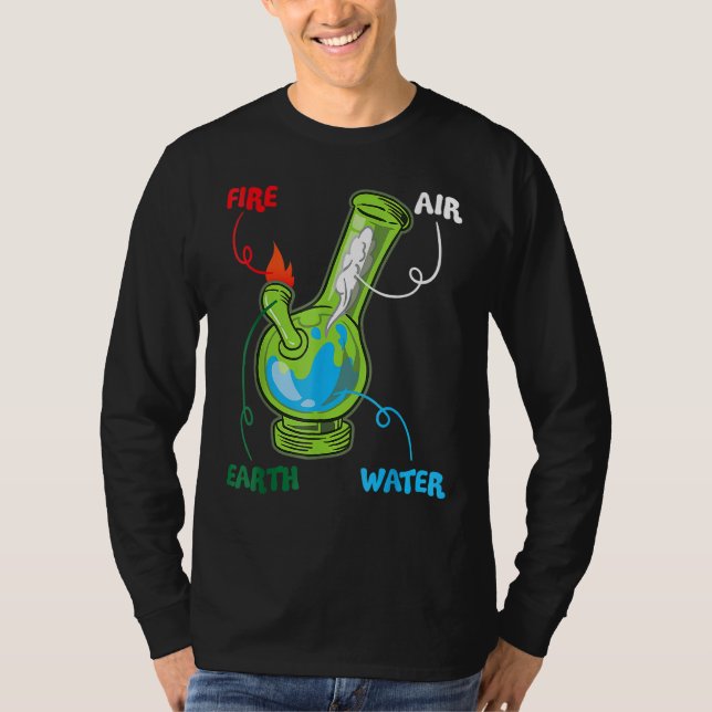 T-shirt Bong Elements Fire Water Earth Air Thc Wekin Smoki (Devant)