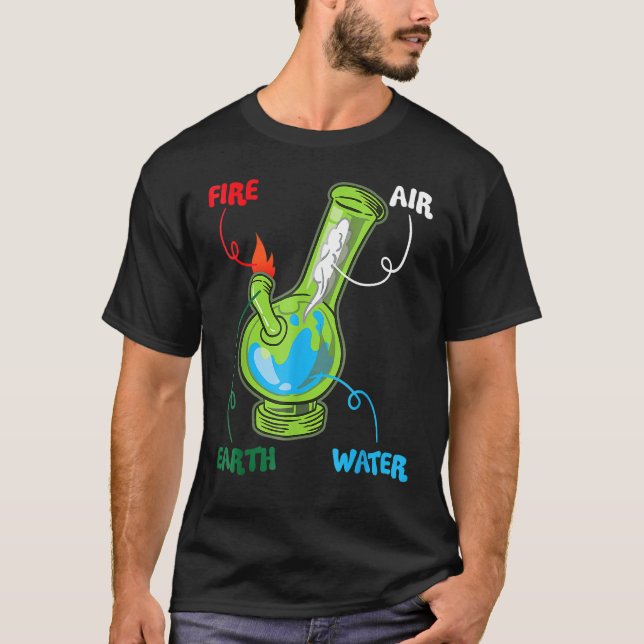 T-shirt Bong Elements Fire Water Earth Air Thc Wekin Smoki (Devant)