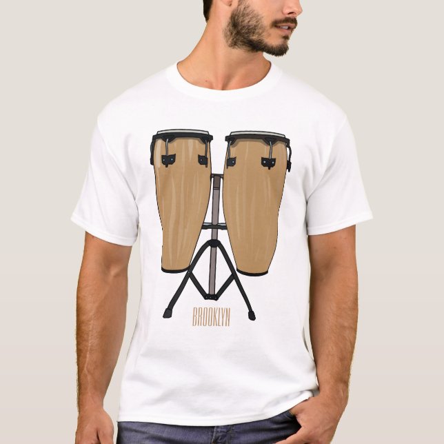 T-shirt Bongo, dessin animé de batterie (Devant)