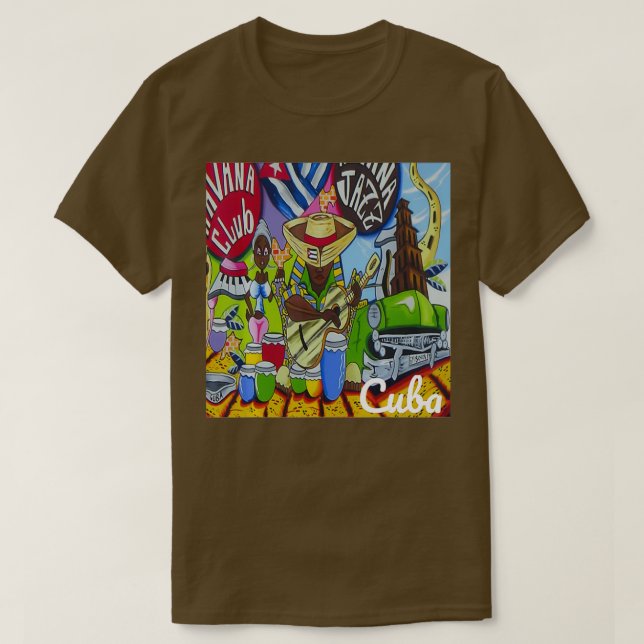 T-shirt Bongo Drums Havana Cuba Espagnol Musique Drôle Cub (Design devant)