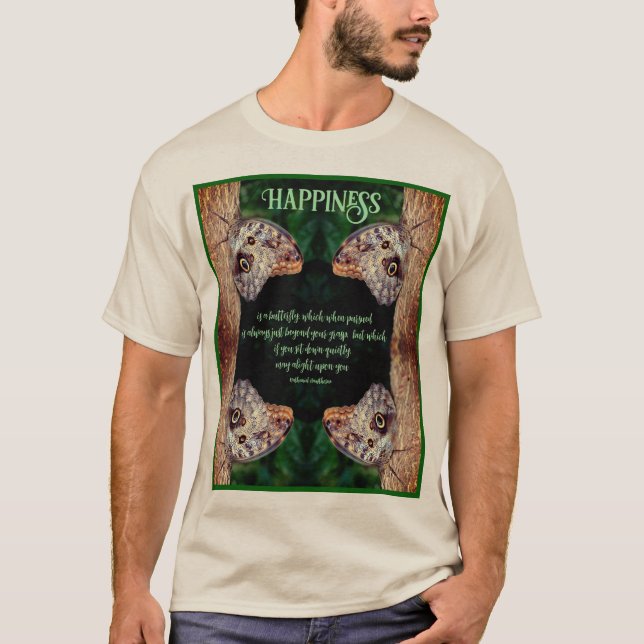 T-shirt Bonheur Brown Papillon Inspirationnel Citation (Devant)