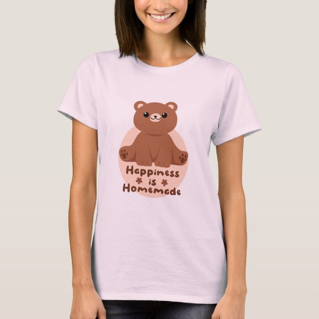 T-shirt Bonheur fait maison Kawaii mignon bébé ours brun (Devant)