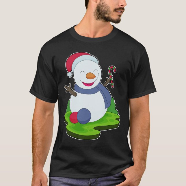 T-shirt Bonhomme de neige Canne de Noël (Devant)