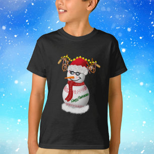 T-shirt Bonhomme de neige de baseball décoré de snacks pop