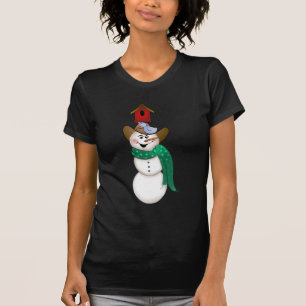 T-shirt Bonhomme de neige de cowboy avec la volière