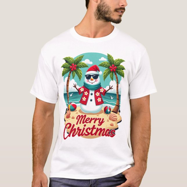 T-shirt bonhomme de neige de Noël (Devant)