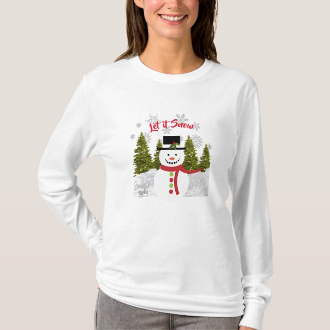 T-Shirt Bonhomme de Neige de Noël / Qu'il neige (Devant)