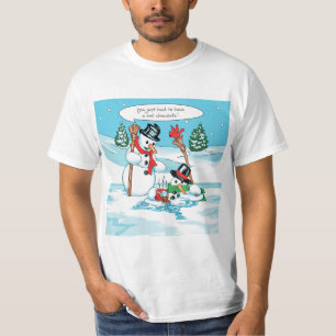 T-shirt Bonhomme de neige drôle avec la bande dessinée d