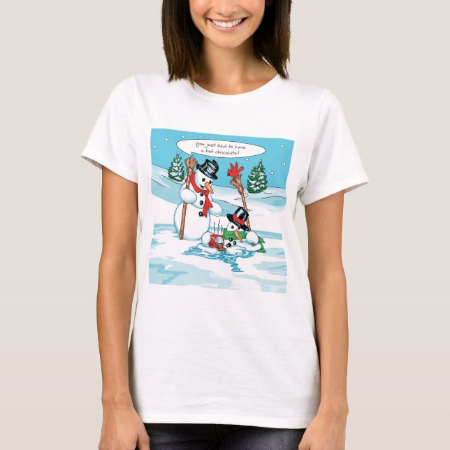 T-shirt Bonhomme de neige drôle avec la bande dessinée de (Devant)