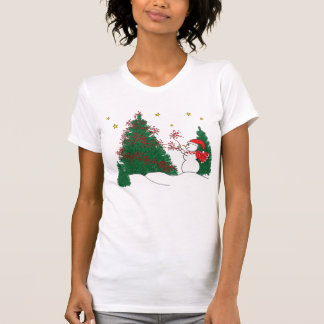 T-shirt Bonhomme de neige et arbre