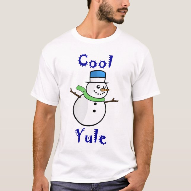T-shirt Bonhomme de neige frais de Noël dans le casquette (Devant)