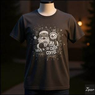 T-shirt Bonhomme de neige Père Noël Café Joie Taches de pe